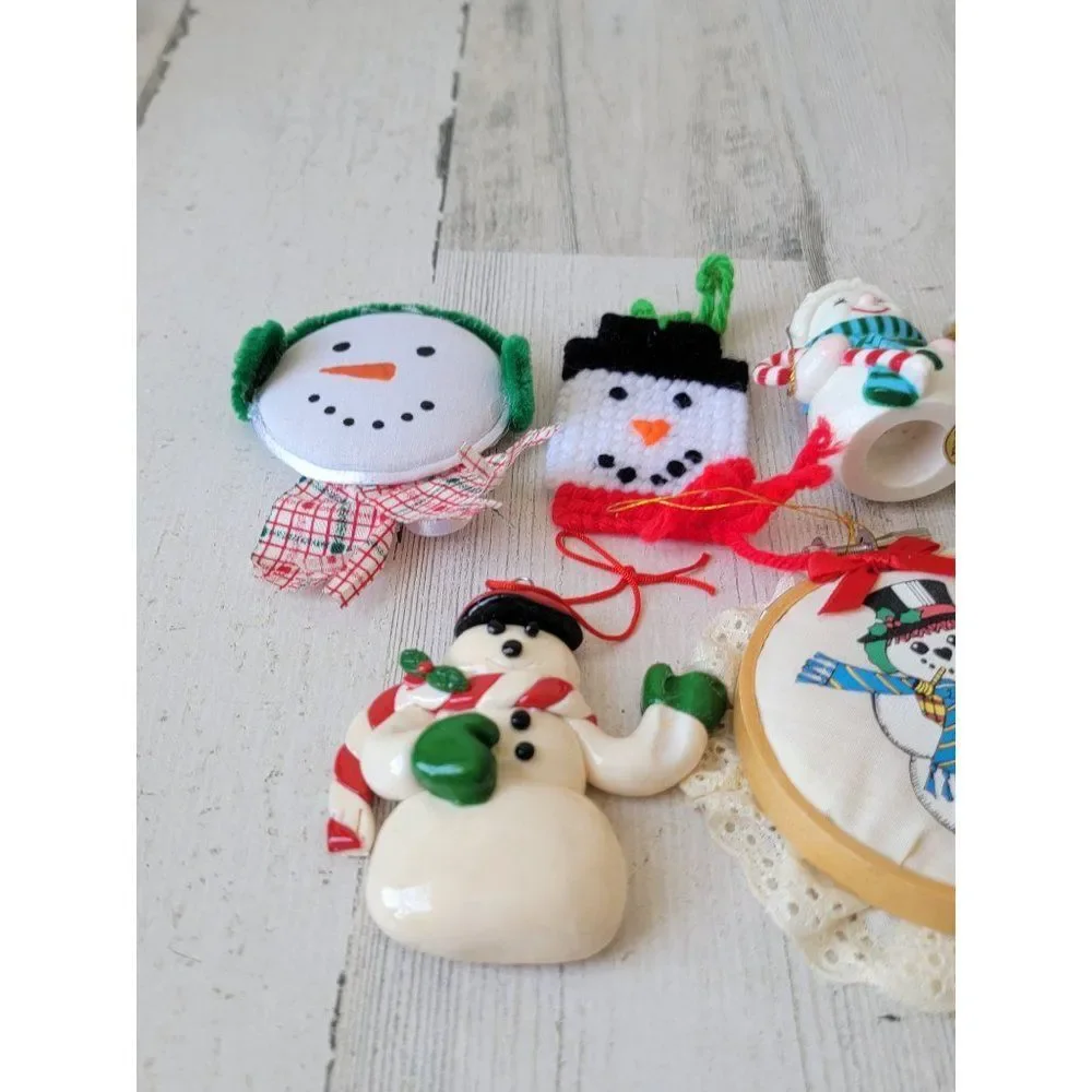 Unique snowman broom face set ornament‎ Xmas snow